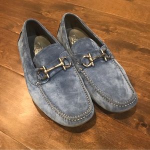 Ferragamo Horse Bit Suede Loafers